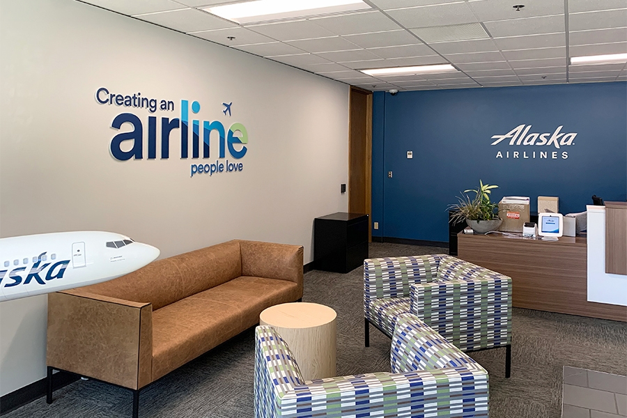 Alaska Airlines Office Entrance - Stand-off Lettering